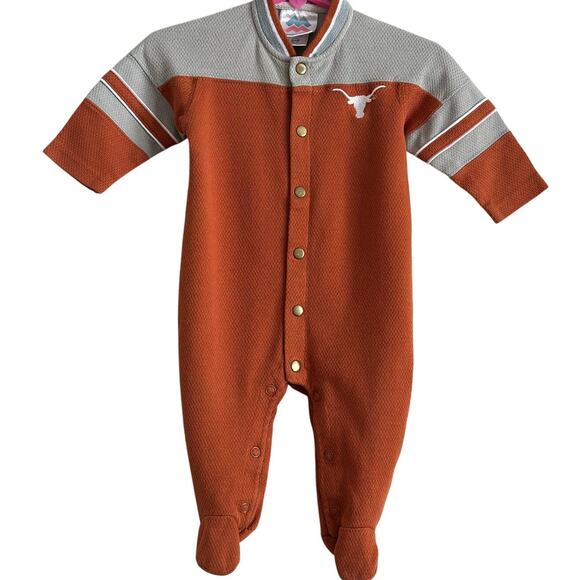 Texas Longhorns 6–9M Burnt Orange + Gray Game Day Romper - EUC - Picture 1 of 5